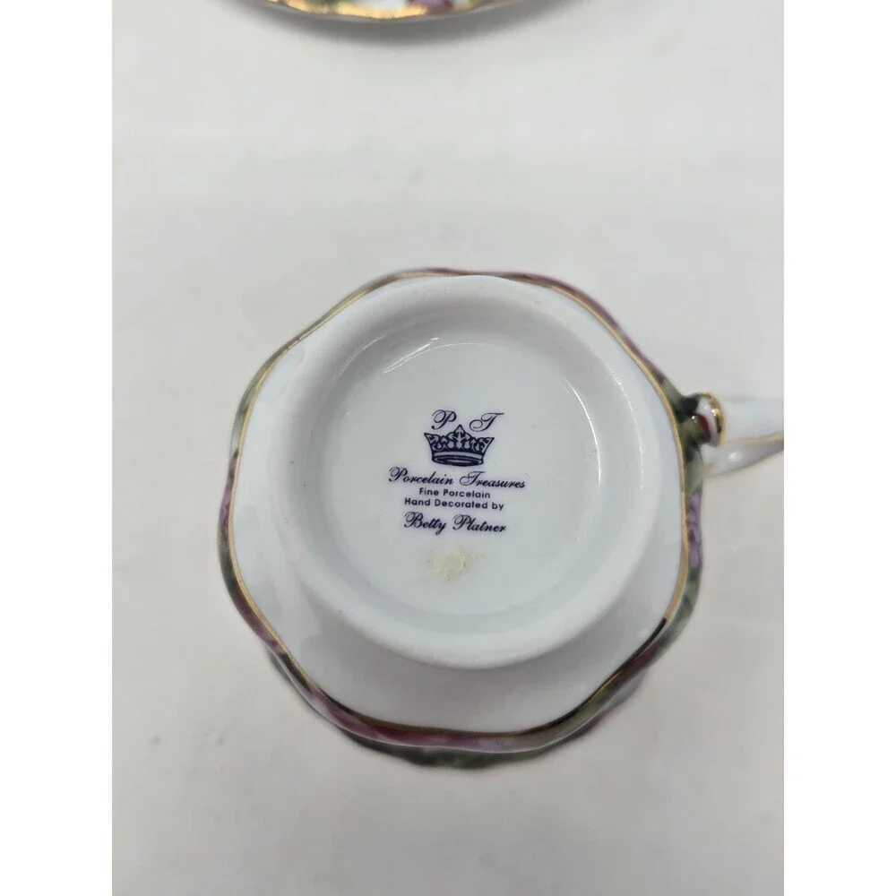 VINTAGE TEA CUP & SAUCER BUNDLE YELLOW PINK ROSES FLORAL BETTY PLATNER